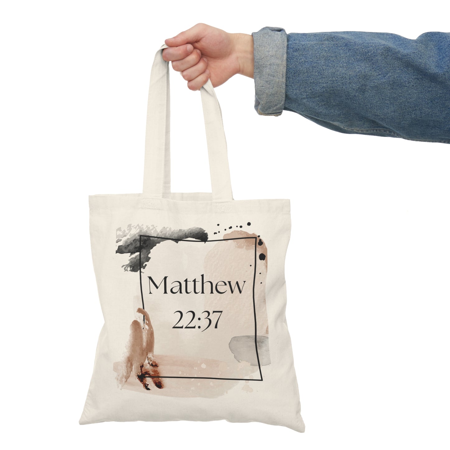 Natural Tote Bag (Matthew 22:37)