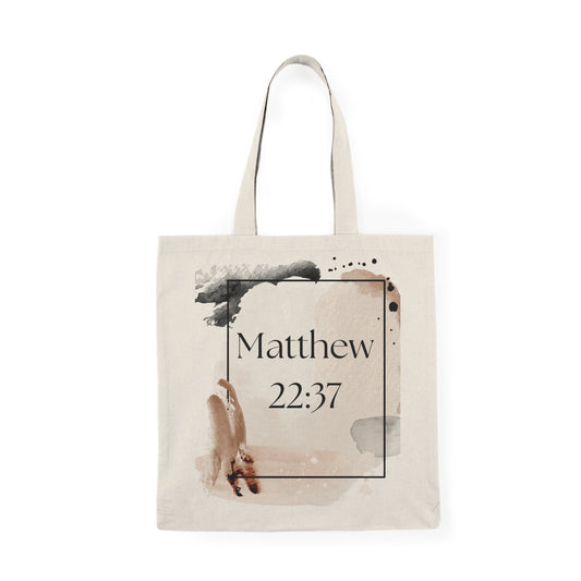 Natural Tote Bag (Matthew 22:37)