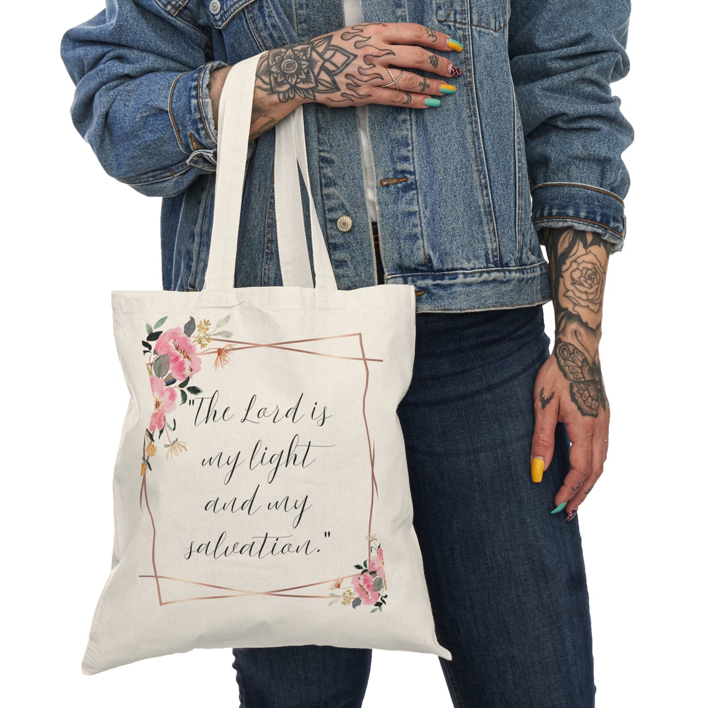 Natural Tote Bag (Psalm 27:1)