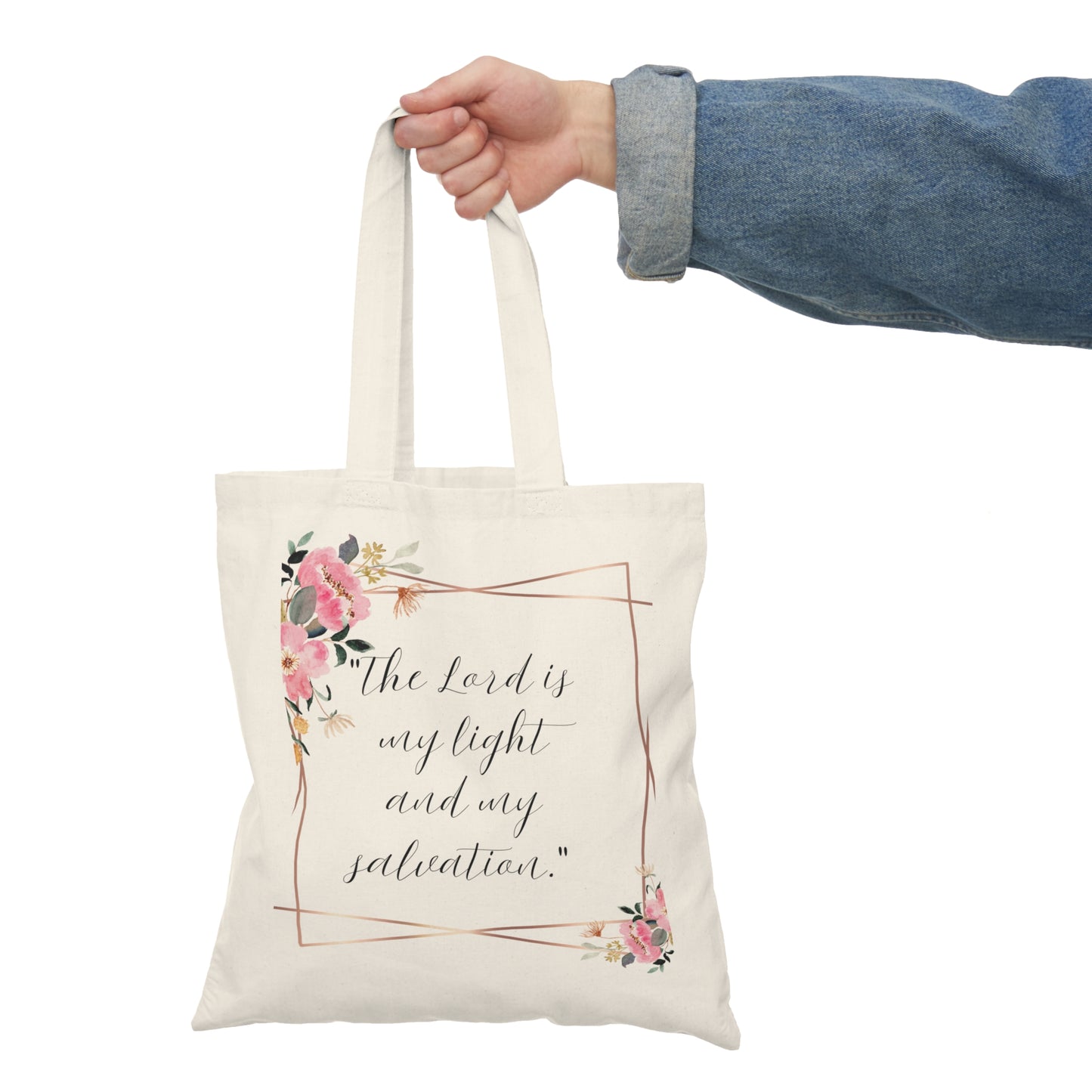 Natural Tote Bag (Psalm 27:1)