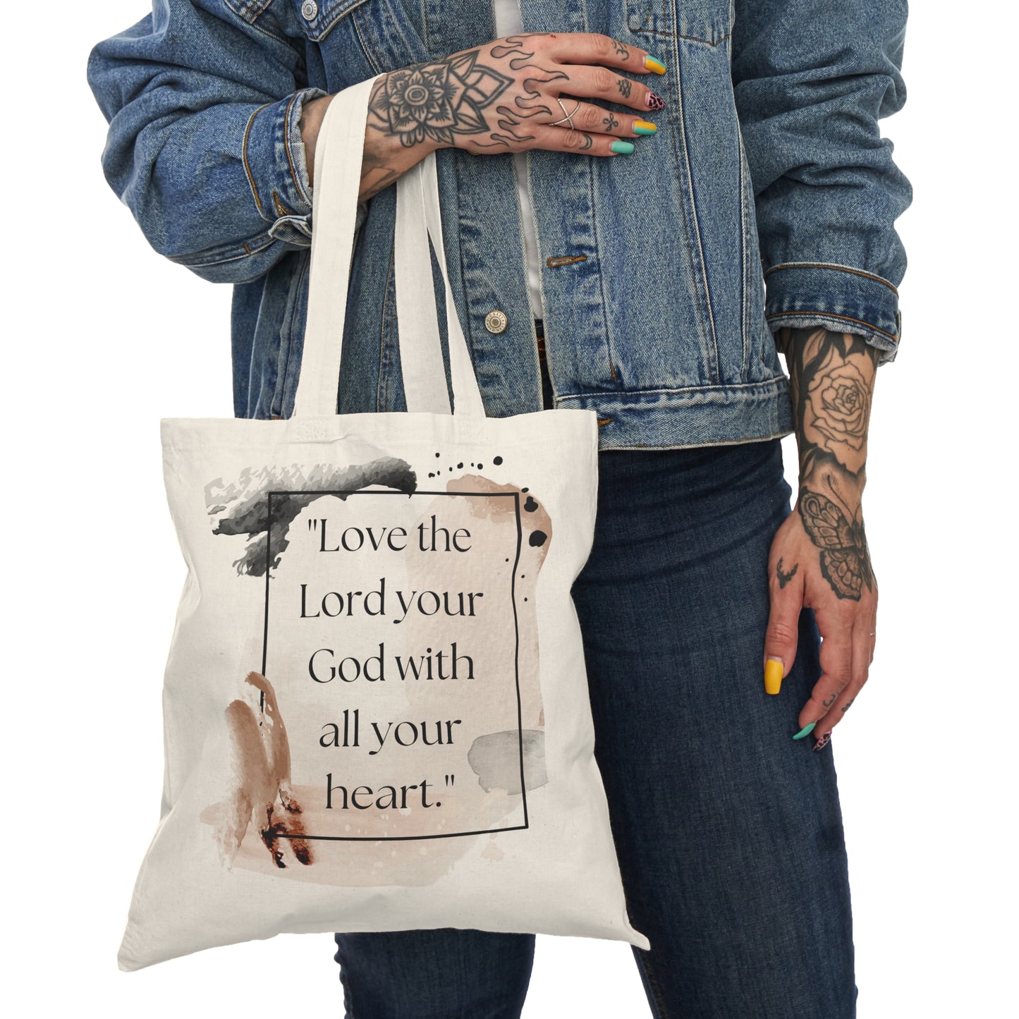 Natural Tote Bag (Matthew 22:37)